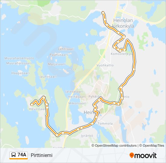 74A bus Line Map