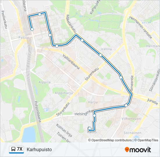 7x Route: Schedules, Stops & Maps - Karhupuisto (Updated)