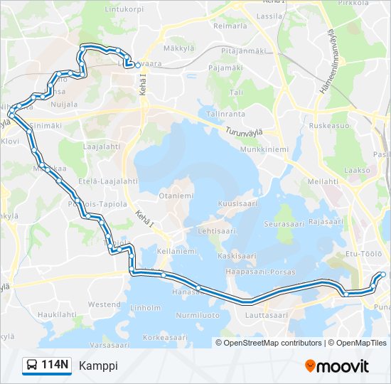 114N bus Line Map