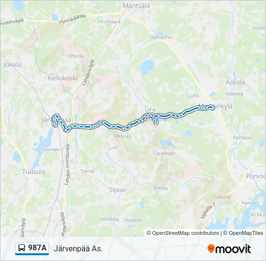 987A Bus Line Map