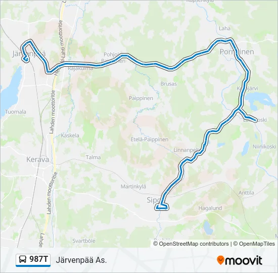 987T Bus Line Map