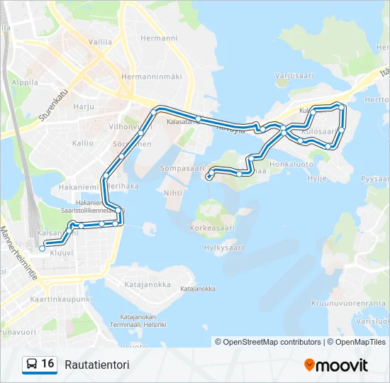 16 Bus Line Map
