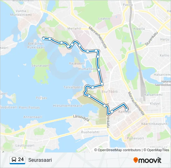 24 bussi -linjakartta