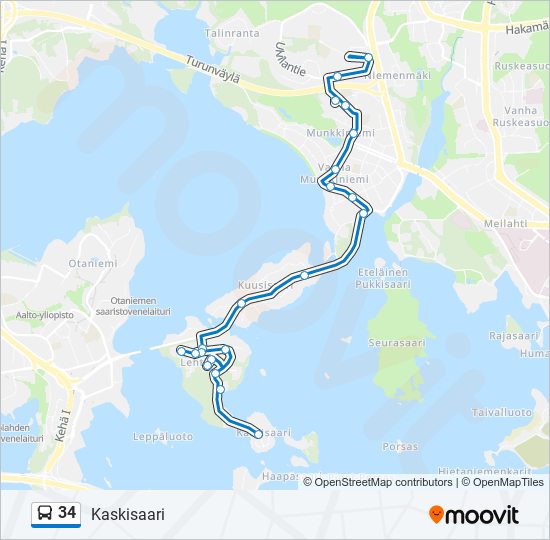 34 bus Line Map