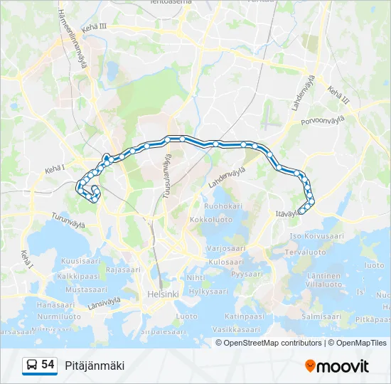 54 Bus Line Map