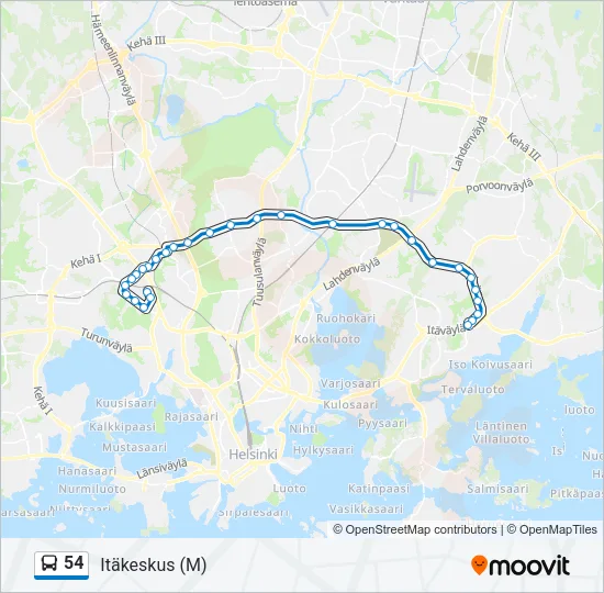 54 Bus Line Map