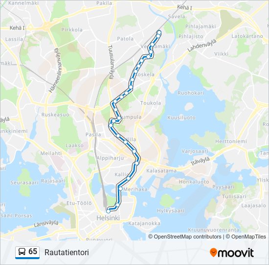 65 bus Line Map