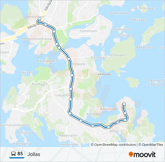 85 Bus Line Map