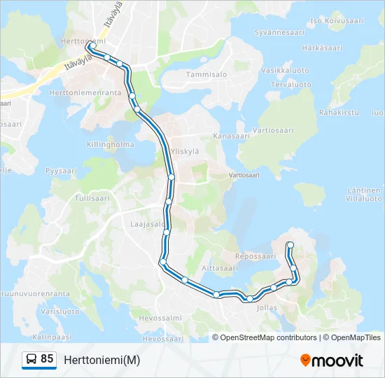 85 Bus Line Map