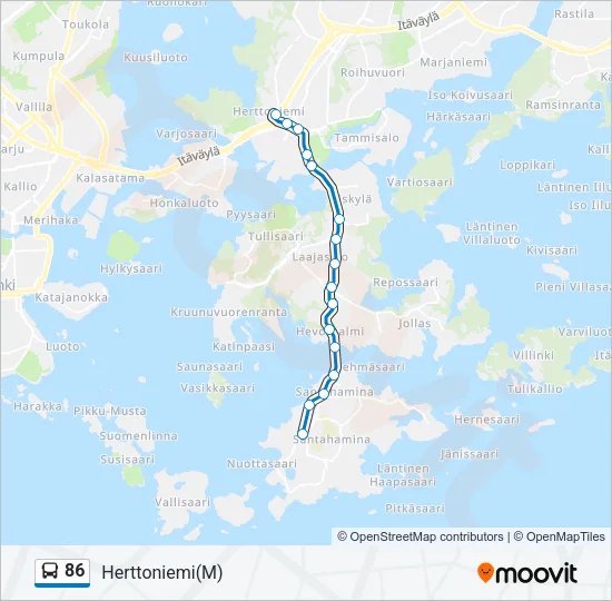 86 Bus Line Map