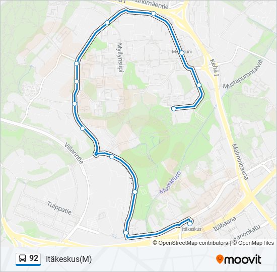 92 bus Line Map