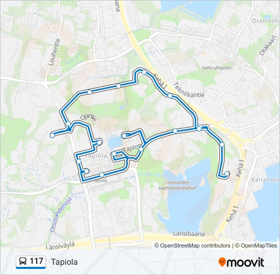 117 bus Line Map