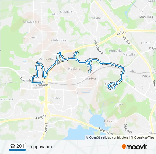 201 Bus Line Map