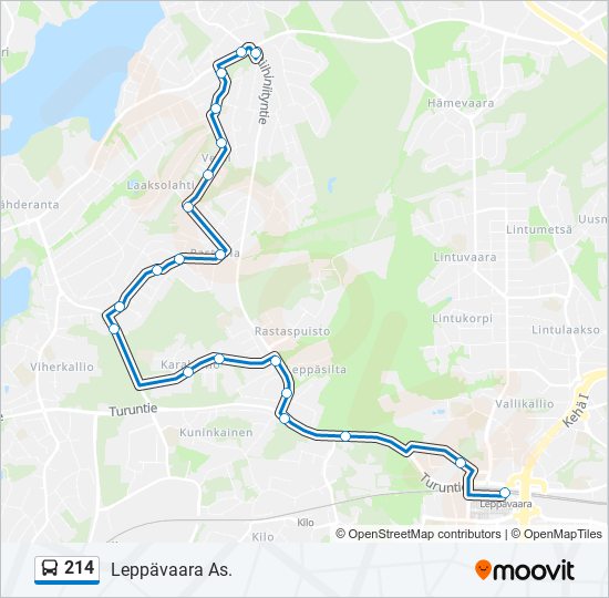 214 bus Line Map