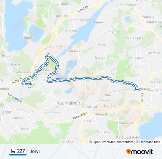 227 bus Line Map