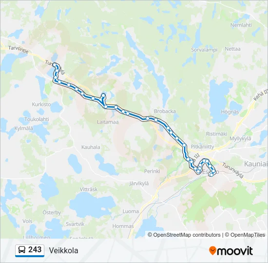 243 bussi -linjakartta