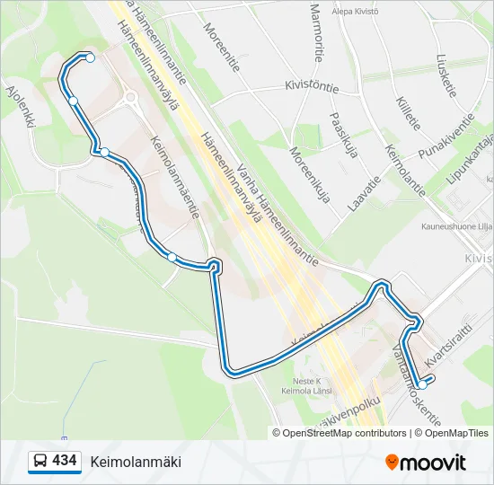 434 Bus Line Map