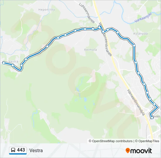 443 Bus Line Map