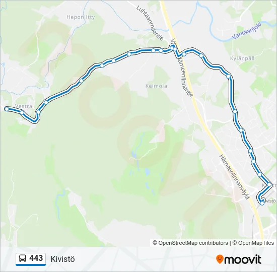 443 Bus Line Map