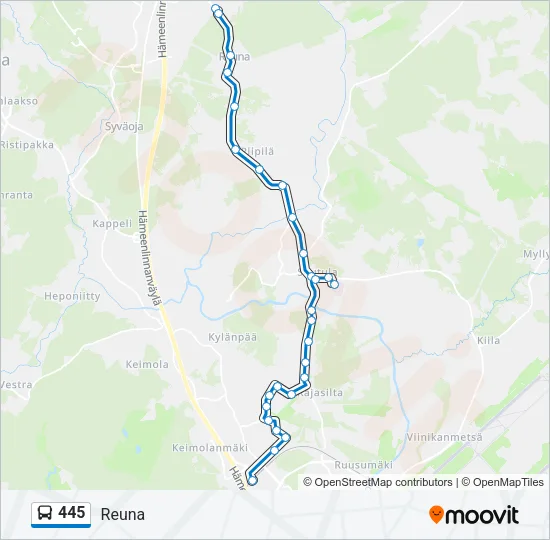 445 Bus Line Map