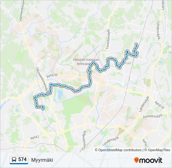 574 bussi -linjakartta