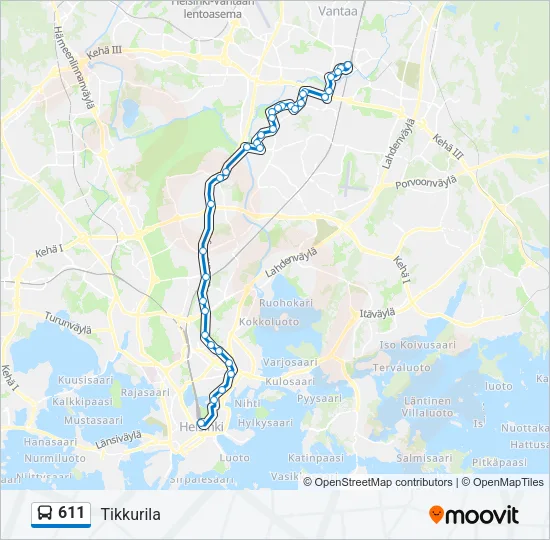 611 Bus Line Map