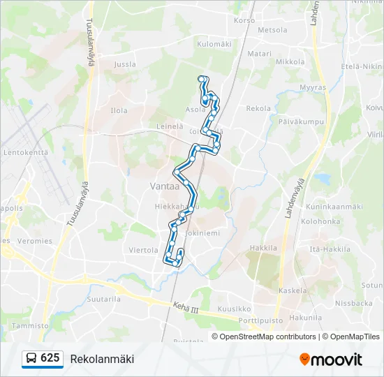 625 Bus Line Map