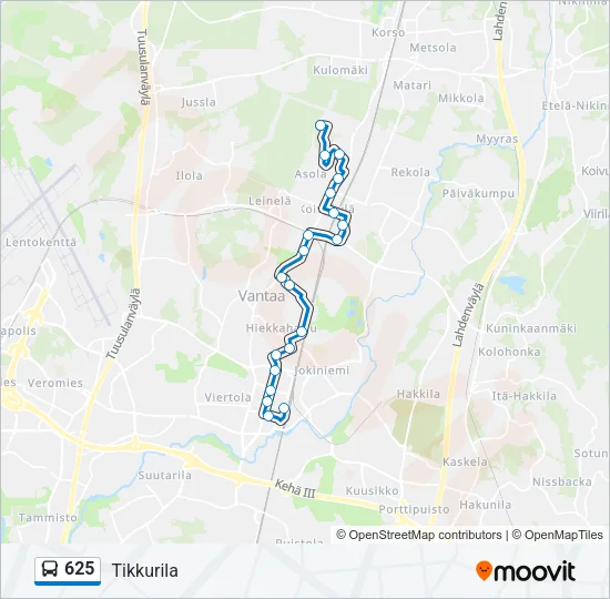 625 Bus Line Map