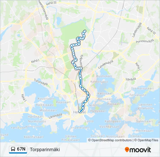 67N Bus Line Map