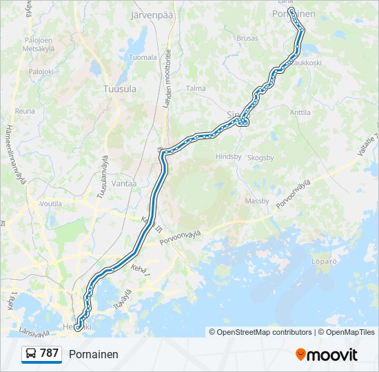 787 bussi -linjakartta
