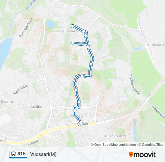 815 bussi -linjakartta