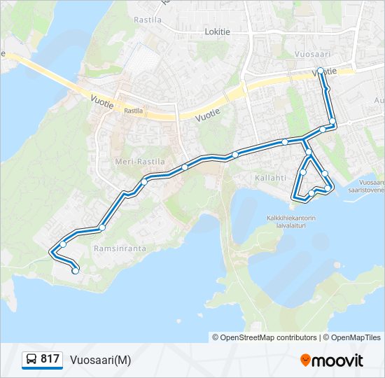 817 Reitti: Aikataulut, pysäkit ja kartat – Vuosaari(M) (päivitetty)