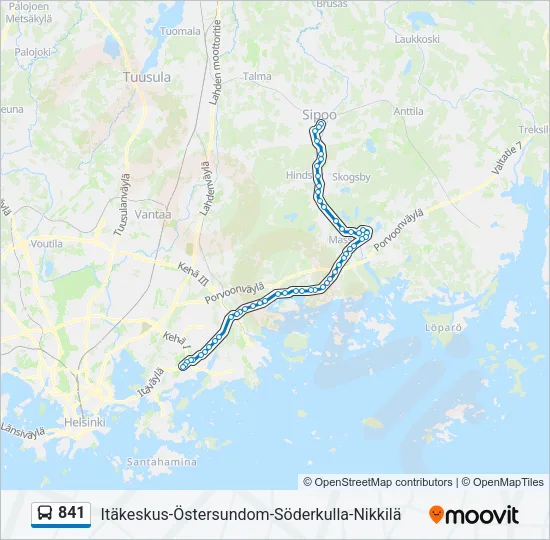 841 Bus Line Map