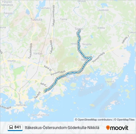 841 Bus Line Map