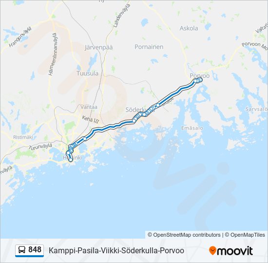 848 bus Line Map