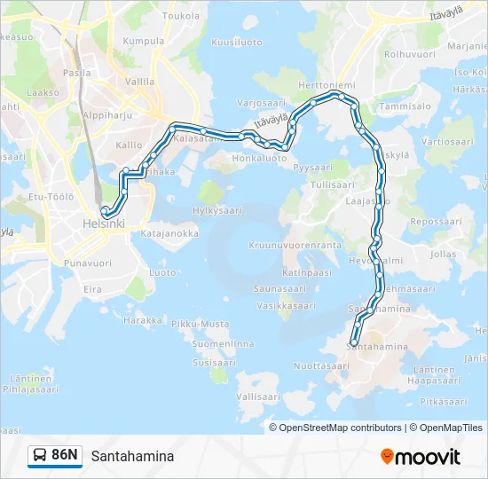 86N Bus Line Map