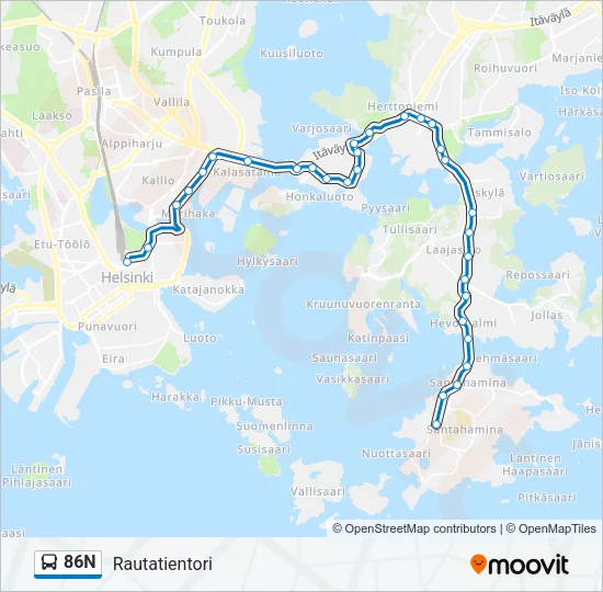 86N Bus Line Map