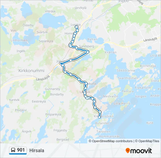 901 Bus Line Map