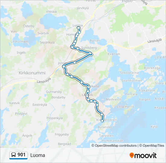 901 Bus Line Map