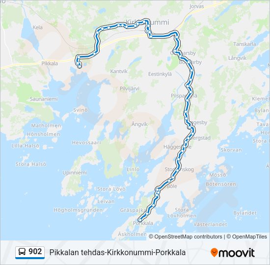 902 bussi -linjakartta