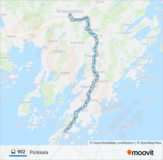 902 bussi -linjakartta