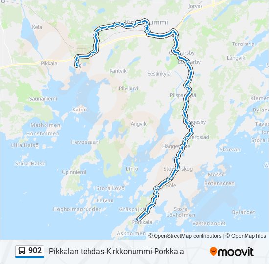 902 bussi -linjakartta