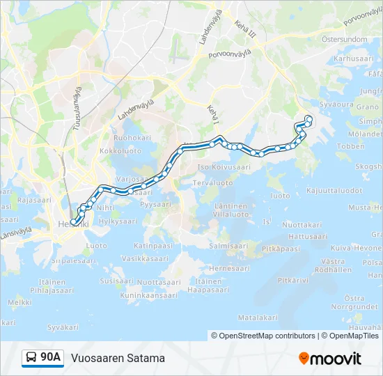 90A Bus Line Map