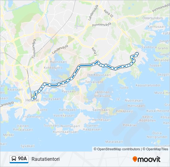 90A bus Line Map