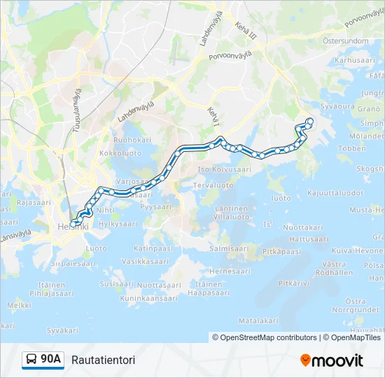 90A Bus Line Map