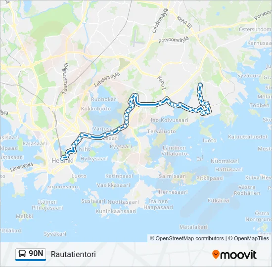90N Bus Line Map