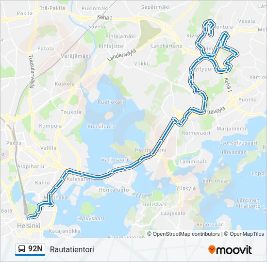 92N Bus Line Map