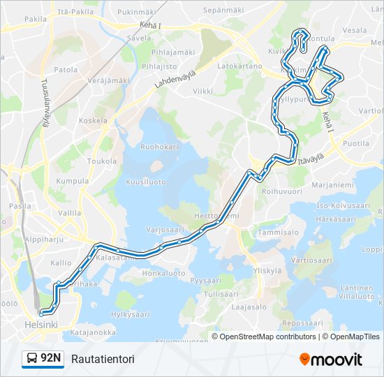 92n Route: Schedules, Stops & Maps - Rautatientori (Updated)