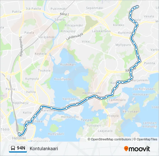 94N Bus Line Map