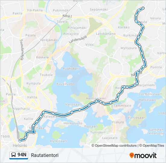 94N Bus Line Map
